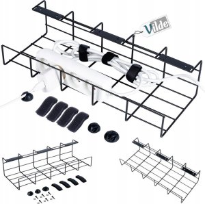 Vilde Organizer na kable pod blat biurka metalowy czarny 1