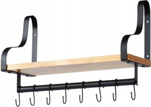 Vilde Półka ścienna z relingiem i haczykami drewniana 43x18x26 cm 9