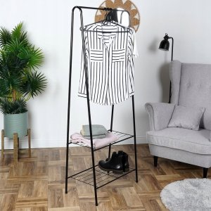 Vilde Wieszak stojący na ubrania metalowy czarny 153 cm 5