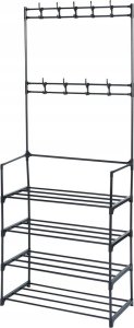Vilde Wieszak na ubrania z regałem na buty metalowy czarny 57x28x156 cm 4