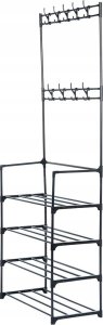 Vilde Wieszak na ubrania z regałem na buty metalowy czarny 57x28x156 cm 9