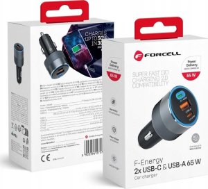 Ładowarka ForCell FORCELL F-ENERGY Alu ładowarka samochodowa 2 x Typ C + USB A PD QC4.0 SFC2.0 4,5A 65W szara 1