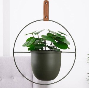 Home Styling Collection Osłonka na doniczkę wisząca metalowa zielona 30x30 cm 2