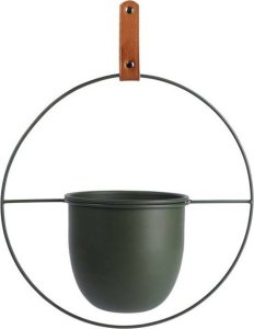 Home Styling Collection Osłonka na doniczkę wisząca metalowa zielona 30x30 cm 3