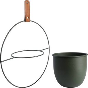 Home Styling Collection Osłonka na doniczkę wisząca metalowa zielona 30x30 cm 6