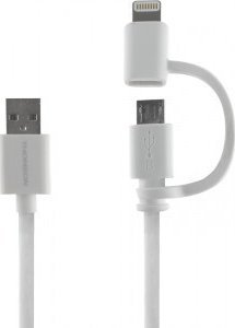 Kabel USB Thomson THOMSON TH2IN1CABLEW - szybki kabel 2 w 1 - Lightning i micro USB, 1m, biały 1