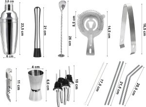 ProWorld Zestaw barmański shaker stojak GASTON 17 elementów 3