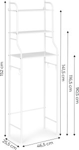 ModernHome Wysoki regał WC łazienkowy nad sedes 3 półki alumniowa konstrukcja 6