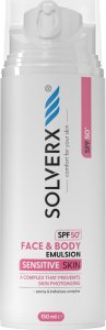 Solverx SOLVERX Sensitive Skin Emulsja ochronna do opalania do twarzy i ciała SPF50+  150 ml 1