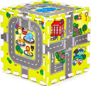 iPLAY Mata piankowa dla dzieci miasto 9 elementów 90,5x90,5cm IPLAY 4