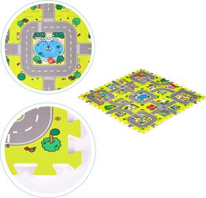 iPLAY Mata piankowa dla dzieci miasto 9 elementów 90,5x90,5cm IPLAY 6