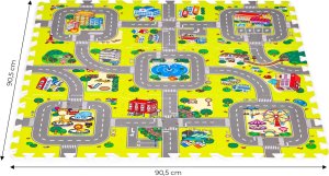iPLAY Mata piankowa dla dzieci miasto 9 elementów 90,5x90,5cm IPLAY 7