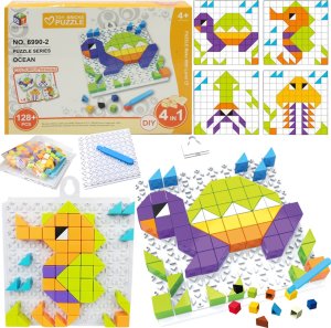 ProNice Gra Logiczna Układanka Karty Montessori Tangram Puzzle Klocki Mozaika 128 1