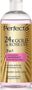 Perfecta 24K Gold & Rose Oil Luksusowy łagodzący płyn micelarny do cery wrażliwej 400ml 1