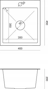 Zlewozmywak Steiner QUADRON LUKE 90 zlewozmywak stalowy (40x45x20) z syfonem 1-komorowy b/o + bateria stalowa 4