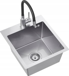 Zlewozmywak Steiner QUADRON LUKE 90 zlewozmywak stalowy (40x45x20) z syfonem 1-komorowy b/o + bateria z elastyczną wylewką stalowa 2