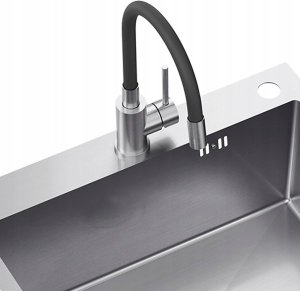 Zlewozmywak Steiner QUADRON LUKE 90 zlewozmywak stalowy (40x45x20) z syfonem 1-komorowy b/o + bateria z elastyczną wylewką stalowa 7