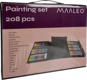Maaleo Zestaw do malowania 208szt w walizce Farbki kredki Pastele pisaki Wyprawka 2