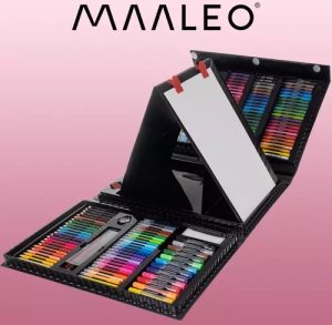 Maaleo Zestaw do malowania 208szt w walizce Farbki kredki Pastele pisaki Wyprawka 9