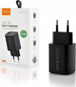 Ładowarka Vidvie ŁADOWARKA DO TELEFONU SIECIOWA VIDVIE PLE249 1 X USB 3A 18W QC 3.0 CZARNY 1