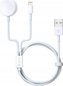 Kabel USB Devia KABEL PRZEWÓD DO IPHONE APPLE WATCH BIAŁY 2W1 1.2M 1