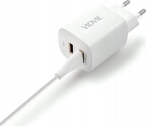 Ładowarka Vidvie Ładowarka sieciowa VIDVIE PLE250C 2.4A 2xUSB   Kabel Type-C (Biała) 2