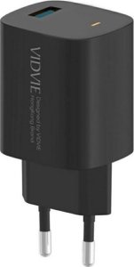 Ładowarka Vidvie Ładowarka sieciowa VIDVIE PLE249 1XUSB   Kabel TYPE C QC 3.0 18W (Czarna) 5