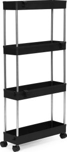 ModernHome Plastikowy regał łazienkowy z 4 półkami kółka czarny ModernHome 3