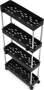 ModernHome Plastikowy regał łazienkowy z 4 półkami kółka czarny ModernHome 5
