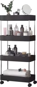 ModernHome Plastikowy regał łazienkowy z 4 półkami kółka czarny ModernHome 7