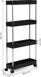 ModernHome Plastikowy regał łazienkowy z 4 półkami kółka czarny ModernHome 10