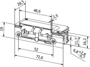 Elektrozaczep HARTTE XS12U-C seria XS 12V standard z wyślizgiem 2