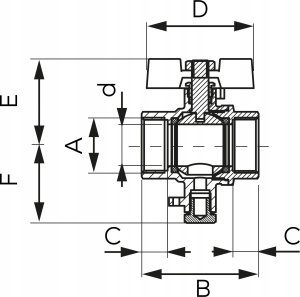 Ferro KFPMT2 / FERRO / ZAWÓR KUL. WODNY MOTYL / 3/4'' NAKR-NAKR,DP MONTAŻU CZUJNIKA TEMP. F-POWER / 2