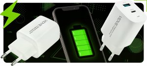 Ładowarka Vidvie ZESTAW | SZYBKA ŁADOWARKA SIECIOWA DO iPhone USB TYPE-C   KABEL | 3000mA 2