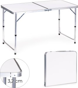 ModernHome Stolik turystyczny stół składany kemping biały blat 120 x 60 cm 1