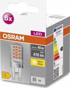 Osram OSRAM 4058075758087 LED (RGB)-lamp Energiklasse E (A - G) G9 Specialsæt 4.2 W = 40 W Varmhvid (Ø x H) 19 mm x 19 mm 5 stk 1