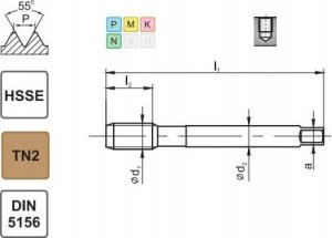 Fanar GWINTOWNIK G  3/8" DIN-5156C R40 HSSE TIN 800X 2