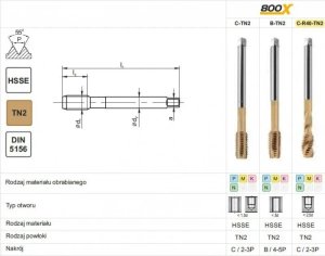 Fanar GWINTOWNIK G  3/8" DIN-5156C R40 HSSE TIN 800X 3
