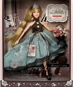 ProNice Lalka Z Koroną Na Głowie Długie Blond Włosy Suknia Bukiet Kwiatów Grzebień 4