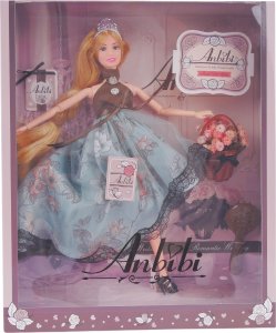 ProNice Lalka Z Koroną Na Głowie Długie Blond Włosy Suknia Bukiet Kwiatów Grzebień 7