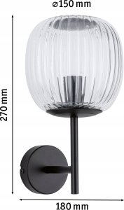 Kinkiet Paulmann Kinkiet ścienny łazienkowy RUYA E14 max.20W IP44 230V czarny matowy / szkło 6