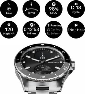 Smartwatch Withings Withings Scanwatch Nova - zegarek z funkcją EKG, pomiarem pulsu, SPO2 i temperatury oraz mierzeniem aktywności fizycznej i snu (42mm, black) 3