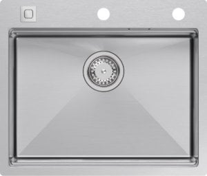 Zlewozmywak GraniteQ BURT 100 Workstation SteelQ  zlewozmywak 1-komorowy b/o stal szlachetna 580*485 mm + syfon push to open + dozownik stal szcz. + wkładka ociekowa+ Qmat 3