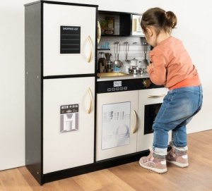 Kruzzel Kuchnia drewniana dla dzieci, dżwięki, światło, akcesoria Patelnia, garnek, łyżki 11