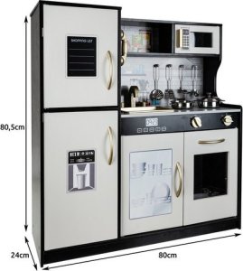 Kruzzel Kuchnia drewniana dla dzieci, dżwięki, światło, akcesoria Patelnia, garnek, łyżki 13