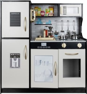 Kruzzel Kuchnia drewniana dla dzieci, dżwięki, światło, akcesoria Patelnia, garnek, łyżki 6