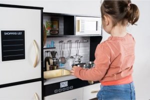 Kruzzel Kuchnia drewniana dla dzieci, dżwięki, światło, akcesoria Patelnia, garnek, łyżki 8