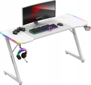 Biurko Huzaro Biurko Gamingowe Komputerowe Huzaro Hero 3.3 White Rgb + Podkładka Xxl 2