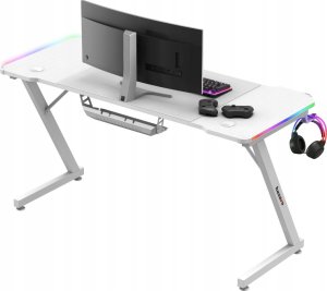 Biurko Huzaro Biurko Gamingowe Komputerowe Huzaro Hero 3.3 White Rgb + Podkładka Xxl 5