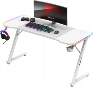 Biurko Huzaro Biurko Gamingowe Komputerowe Huzaro Hero 3.3 White Rgb + Podkładka Xxl 7